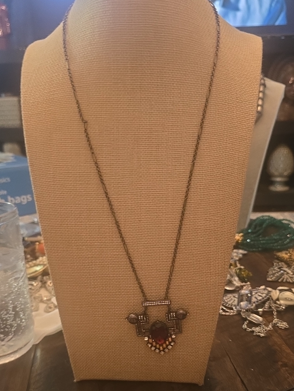 Chloe + Isabel Antique-Style Deep Red Drop Pendant Necklace